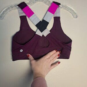 lululemon Sports Bra size 8 purple with colored thick straps no padding